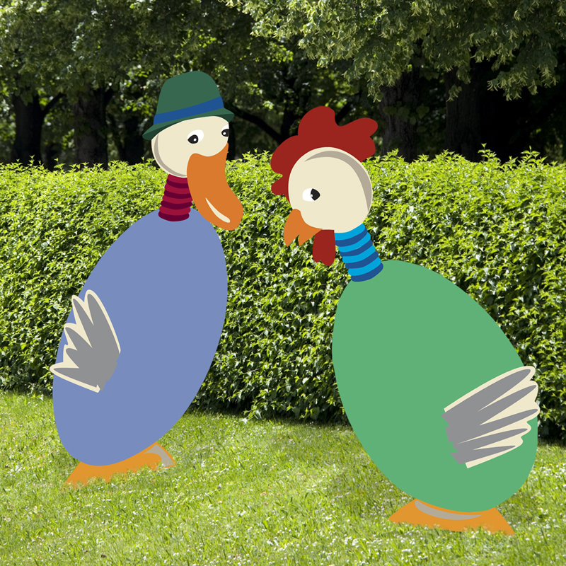 Color Duck and Chicken Yard Figures